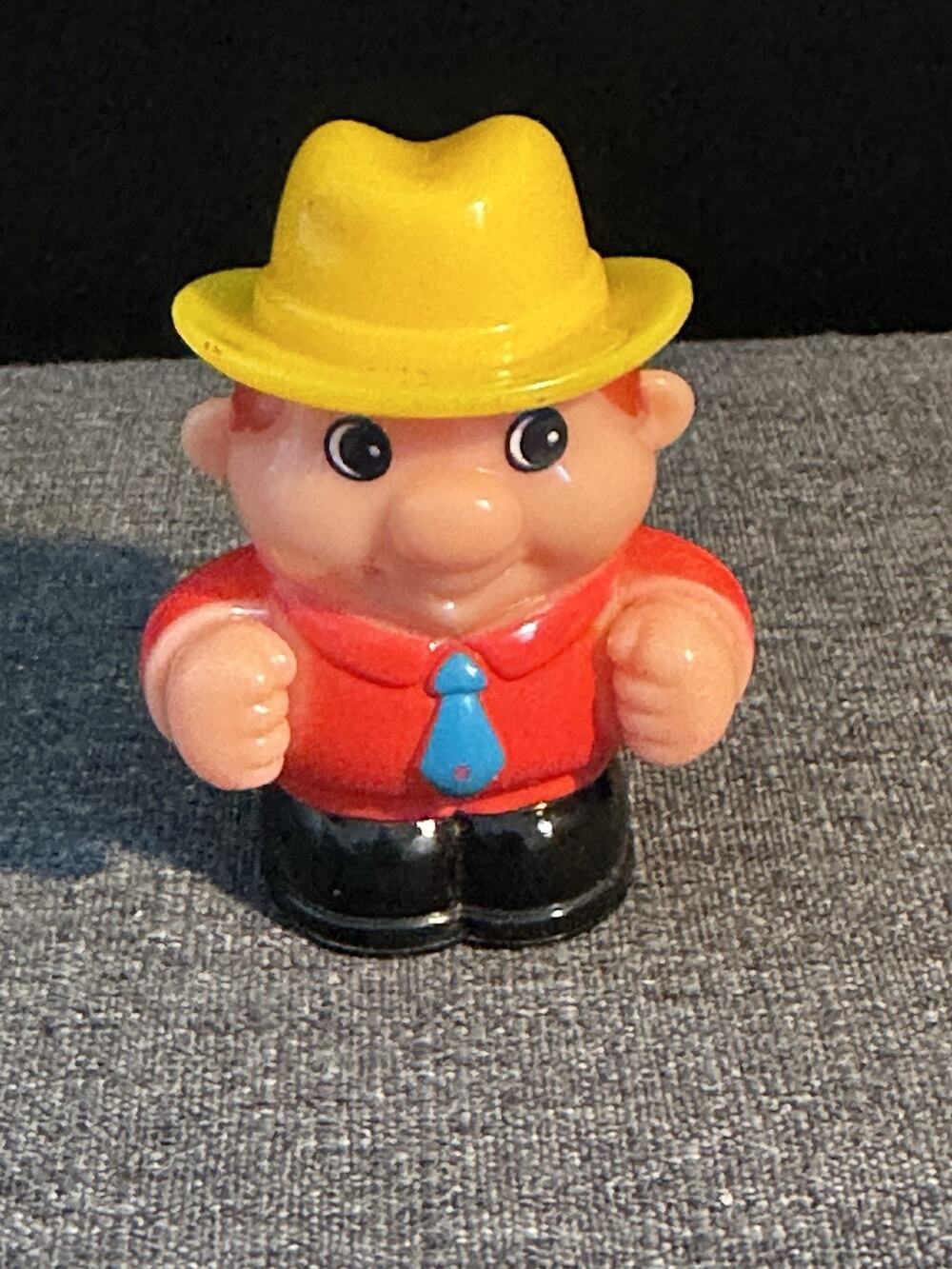Little People Style Farmer Cowboy Figure Yellow Hat Red Shirt Vintage Toy